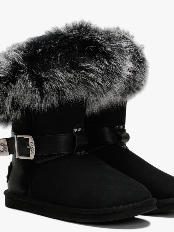 Tsar Short Black Double Faced Sheepskin Ankle Boots