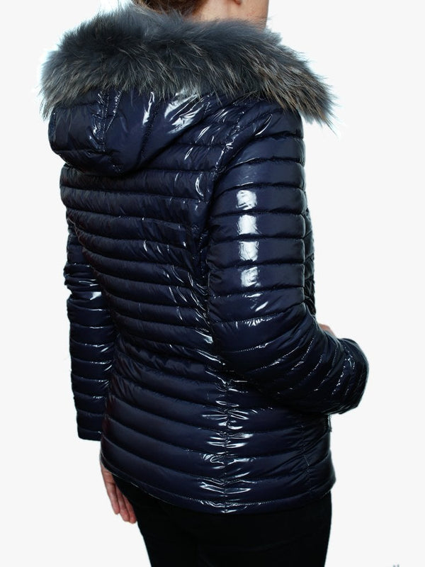Jolia Blue Shiny Nylon Padded Jacket