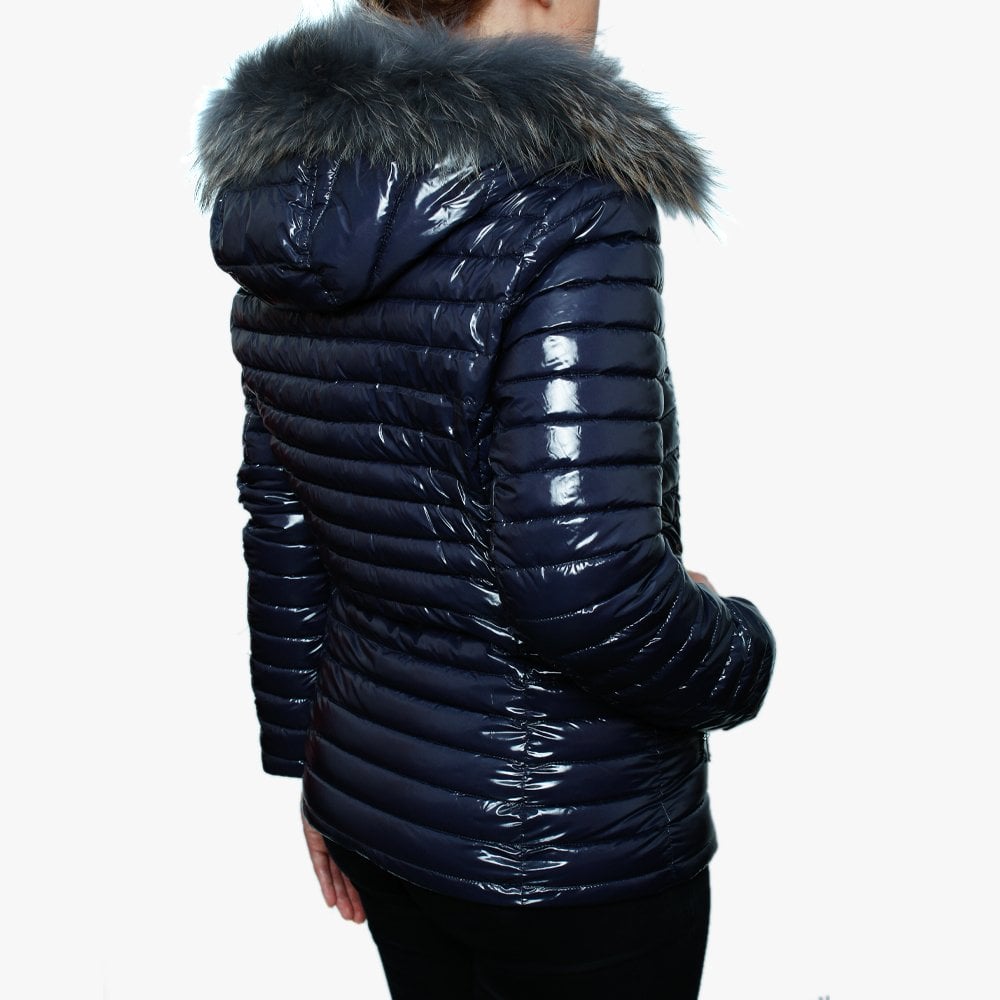Jolia Blue Shiny Nylon Padded Jacket