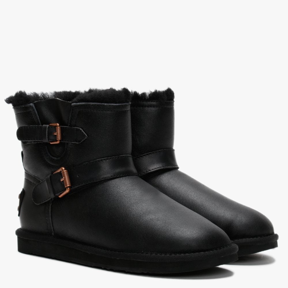 Machina X Short Black Double Faced Sheepskin Leather Ankle Boots