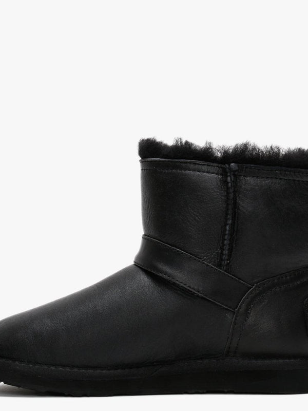 Machina X Short Black Double Faced Sheepskin Leather Ankle Boots