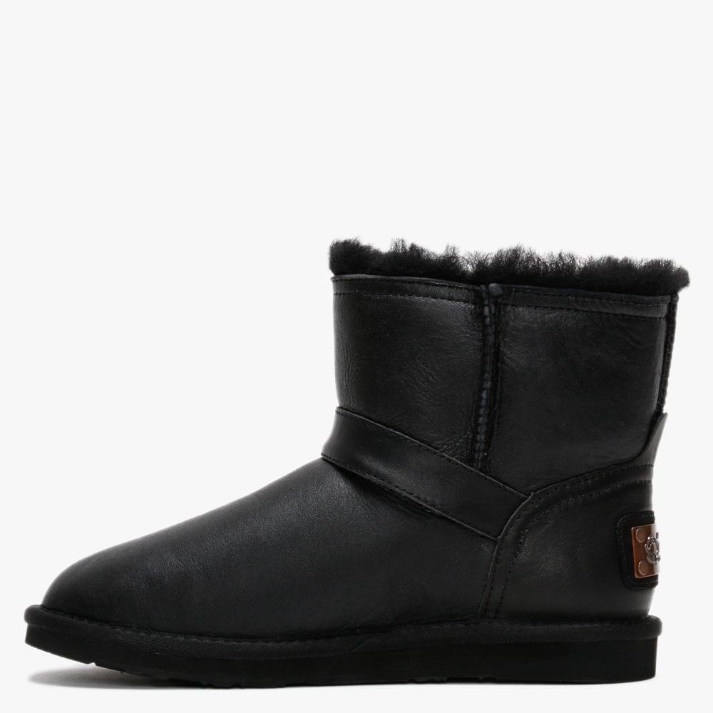 Machina X Short Black Double Faced Sheepskin Leather Ankle Boots