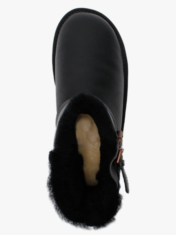 Machina X Short Black Double Faced Sheepskin Leather Ankle Boots