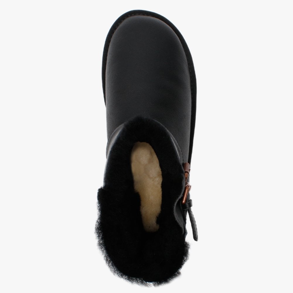 Machina X Short Black Double Faced Sheepskin Leather Ankle Boots