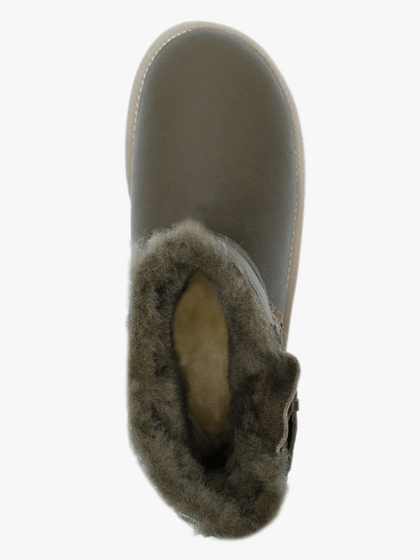Machina X Short Khaki Double Faced Sheepskin Leather Ankle Boots