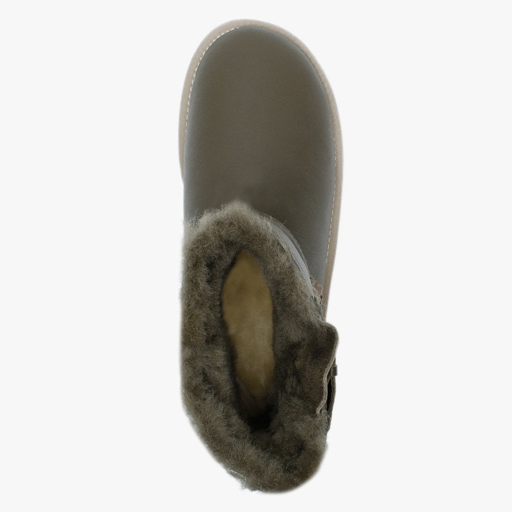 Machina X Short Khaki Double Faced Sheepskin Leather Ankle Boots