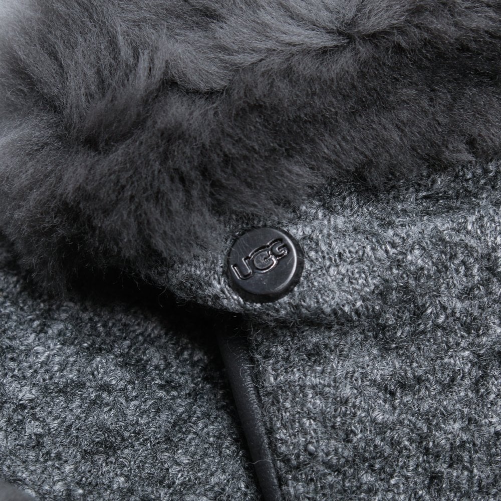 Women’s Shorty Charcoal Leather & Wool Gloves