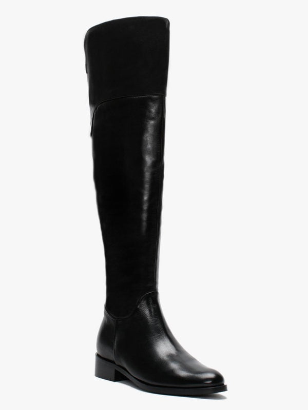 Sesta Black Leather Over The Knee Boots