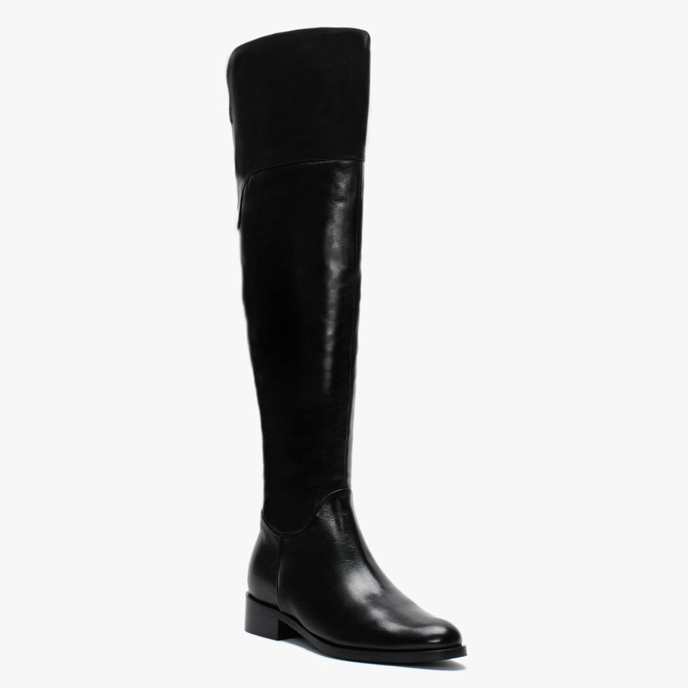 Sesta Black Leather Over The Knee Boots