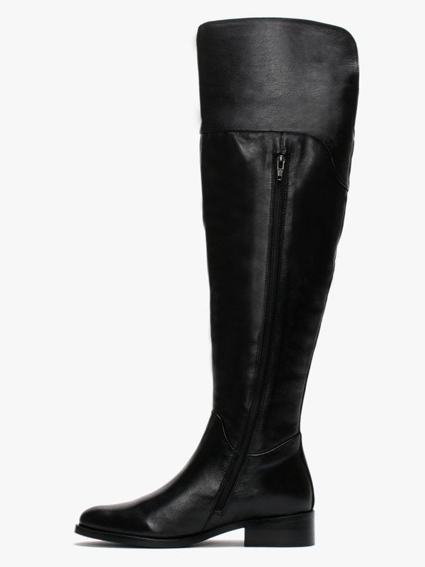 Sesta Black Leather Over The Knee Boots