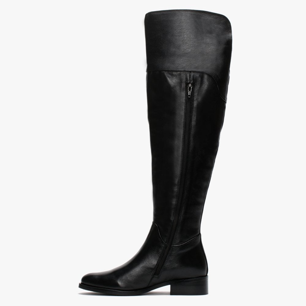 Sesta Black Leather Over The Knee Boots