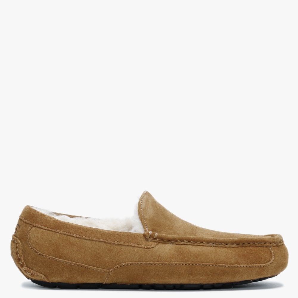 Ascot Chestnut Suede Shearling Slippers