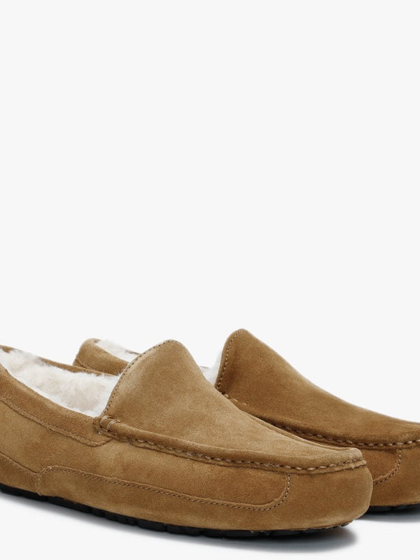 Men’s Ascot Chestnut Suede Shearling Slippers