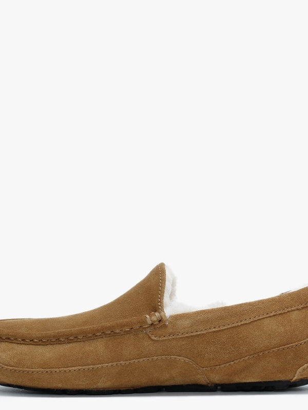 Men’s Ascot Chestnut Suede Shearling Slippers