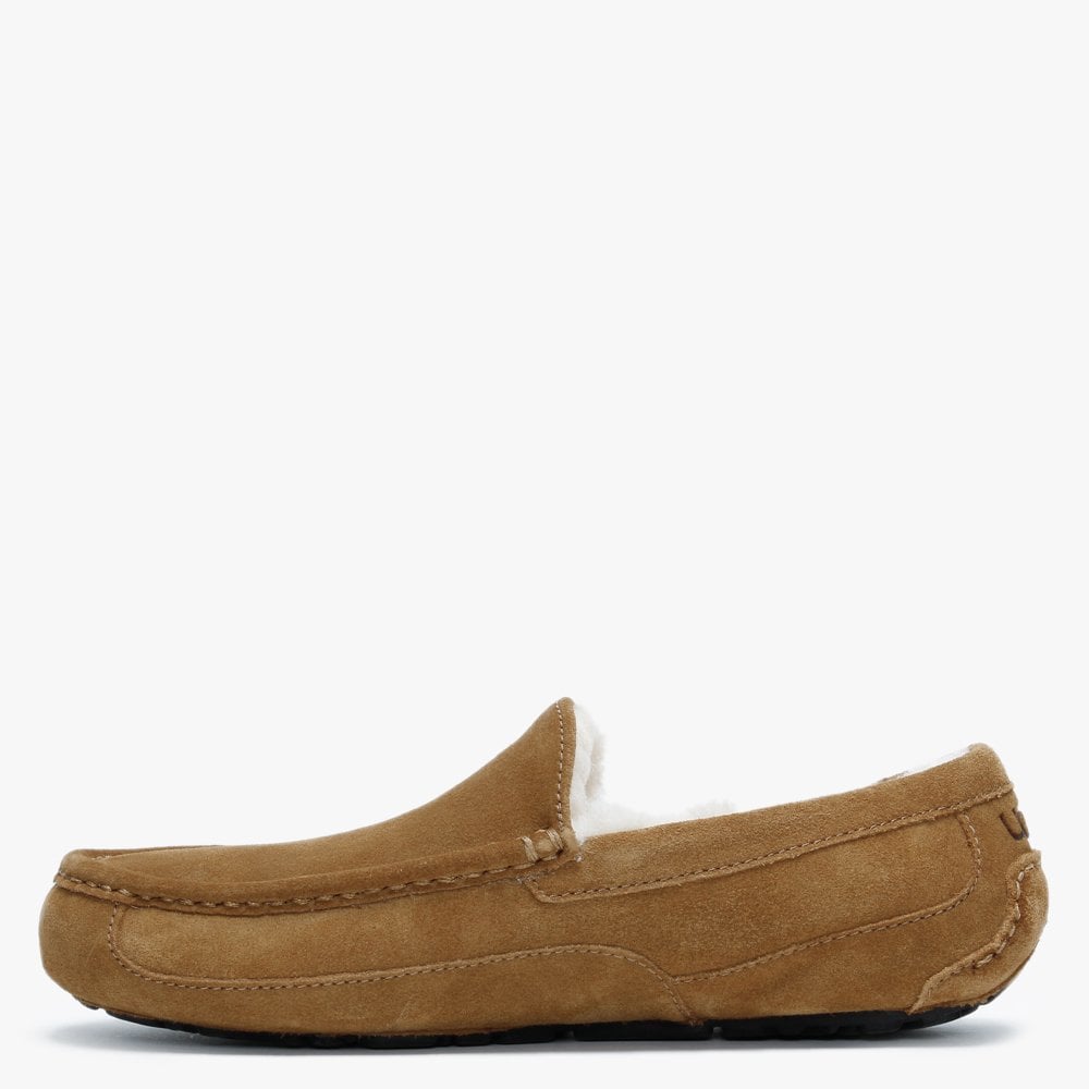 Men’s Ascot Chestnut Suede Shearling Slippers