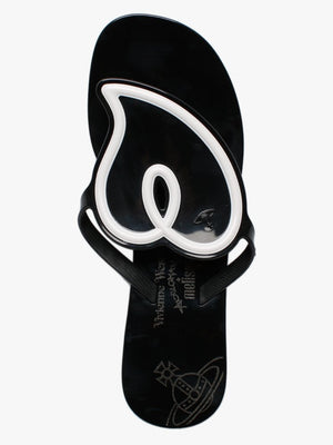 x Melissa Sun Heart Black Contrast Flip Flops