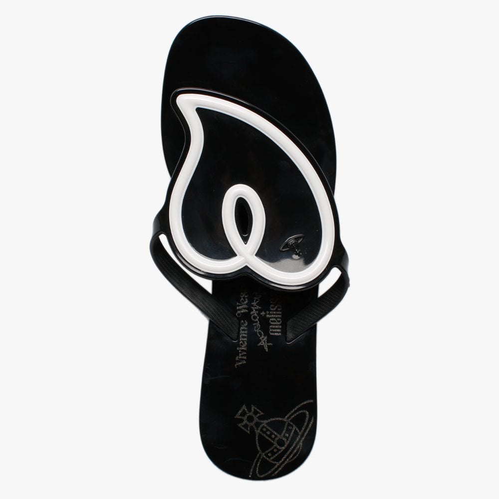 x Melissa Sun Heart Black Contrast Flip Flops