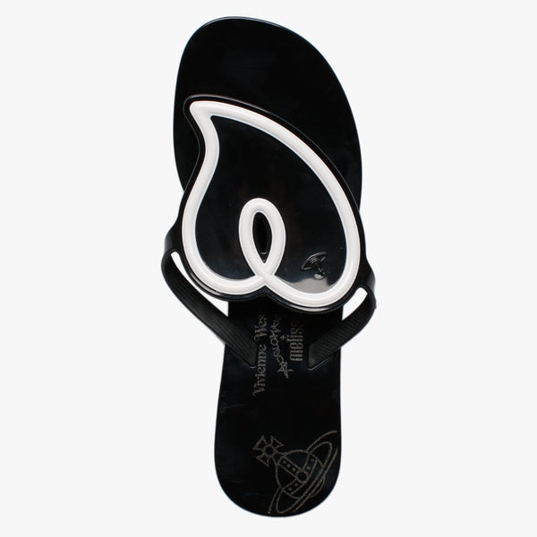 x Melissa Sun Heart Black Contrast Flip Flops