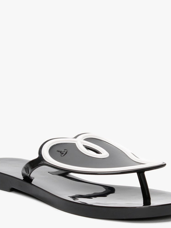 x Melissa Sun Heart Black Contrast Flip Flops