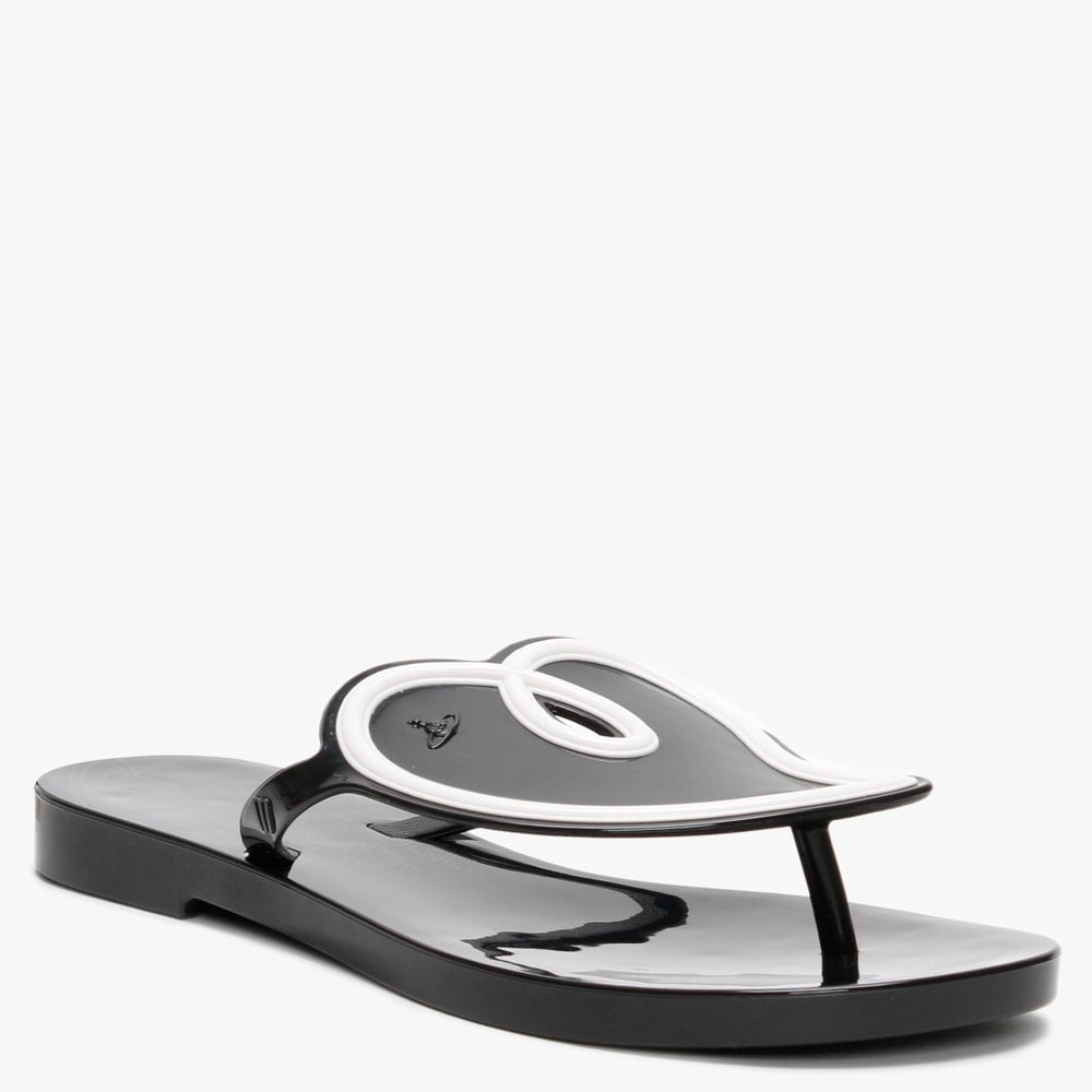 x Melissa Sun Heart Black Contrast Flip Flops