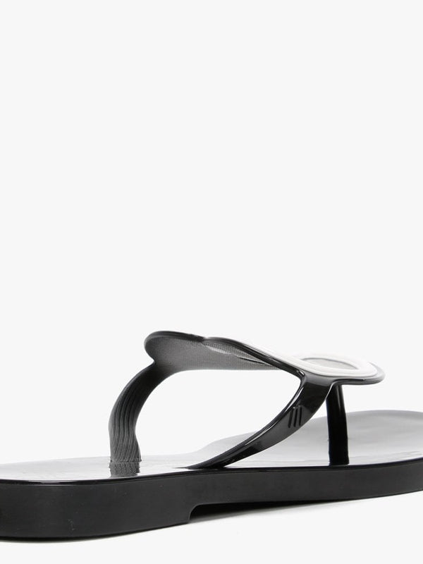 x Melissa Sun Heart Black Contrast Flip Flops