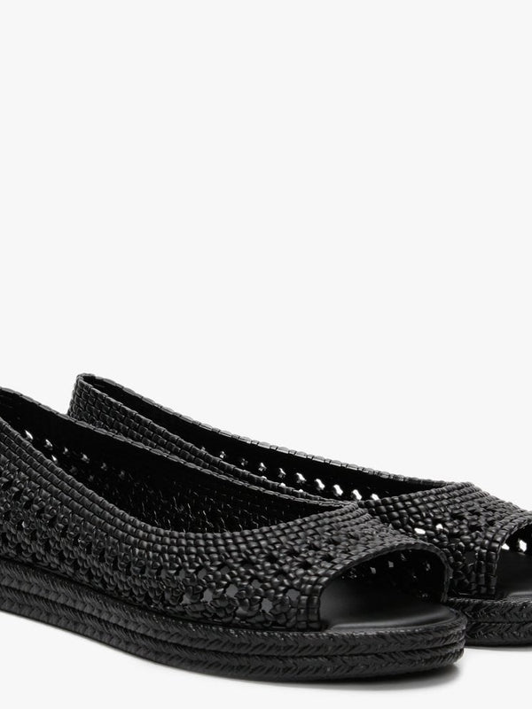 x Jason Wu Camilla Black Woven Peep Toe Pumps
