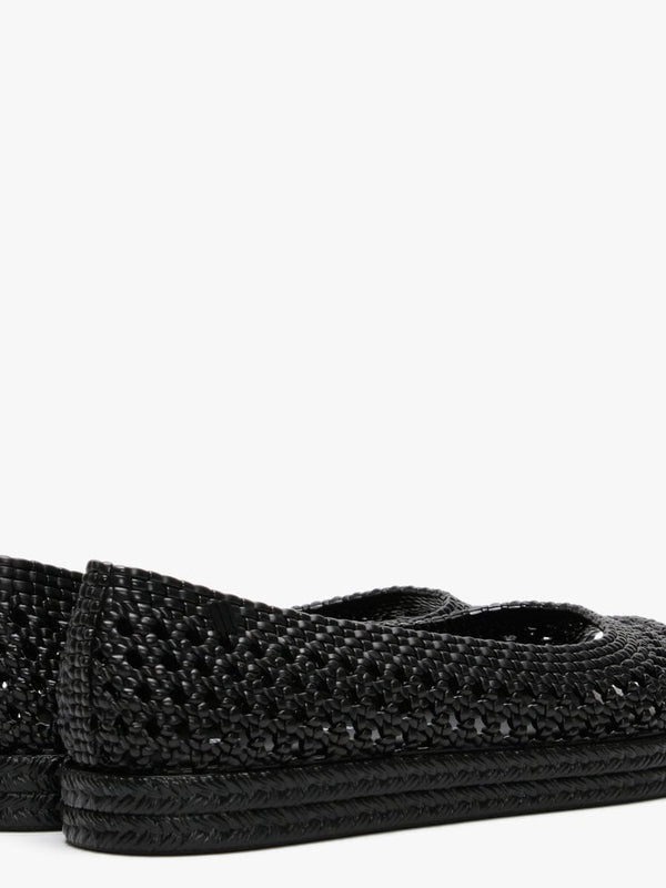 x Jason Wu Camilla Black Woven Peep Toe Pumps