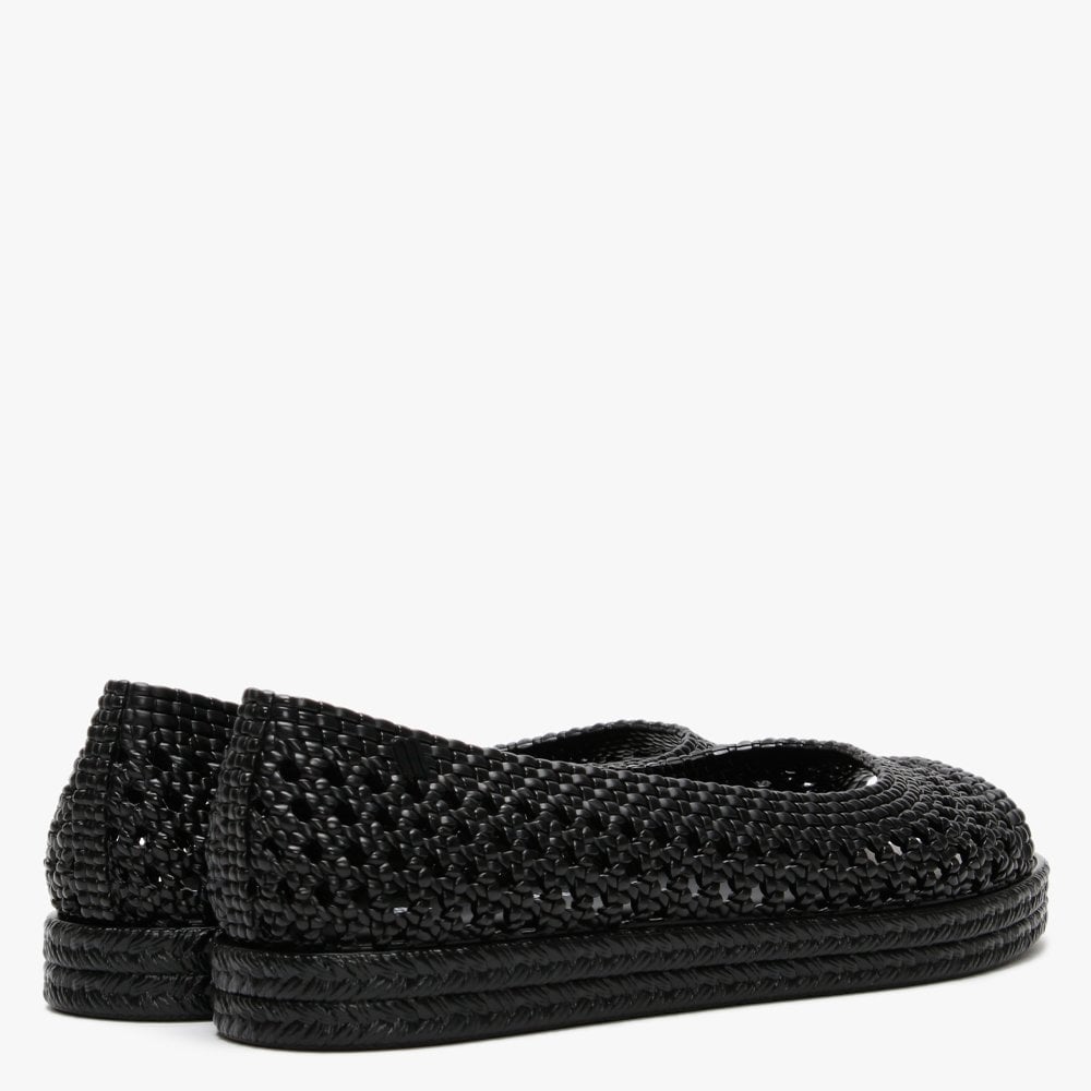 x Jason Wu Camilla Black Woven Peep Toe Pumps