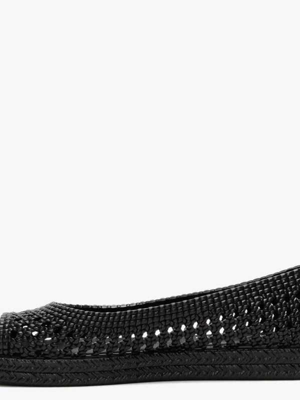 x Jason Wu Camilla Black Woven Peep Toe Pumps