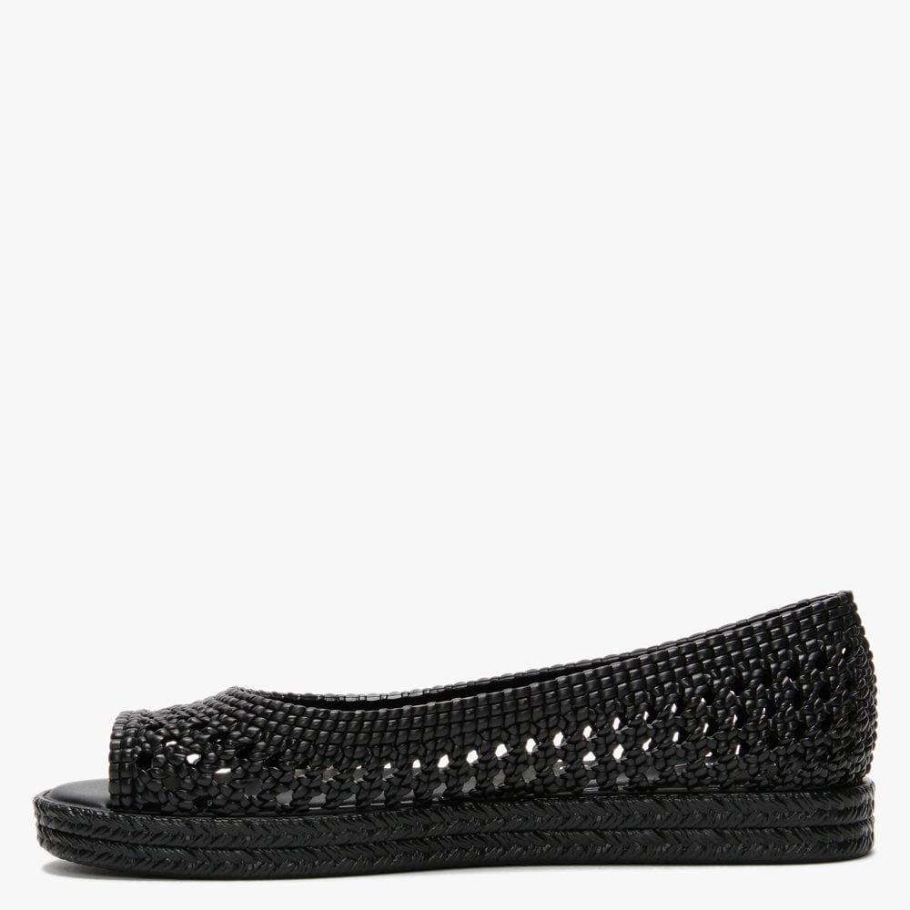 x Jason Wu Camilla Black Woven Peep Toe Pumps