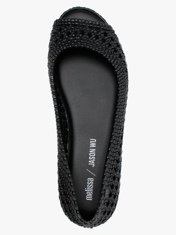 x Jason Wu Camilla Black Woven Peep Toe Pumps