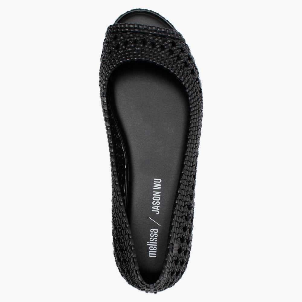 x Jason Wu Camilla Black Woven Peep Toe Pumps
