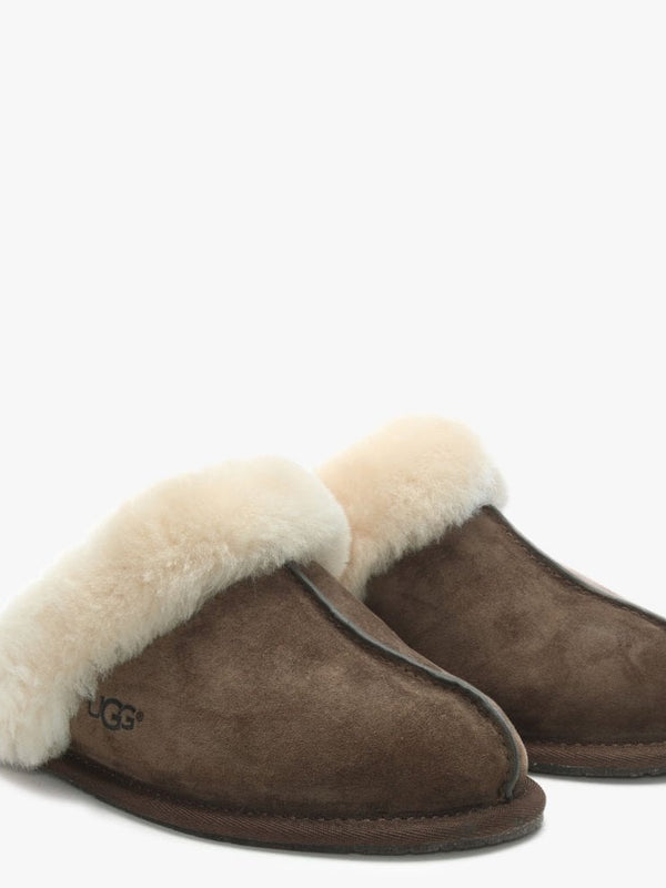 Women's Scuffette Espresso Suede Shearling Slippers