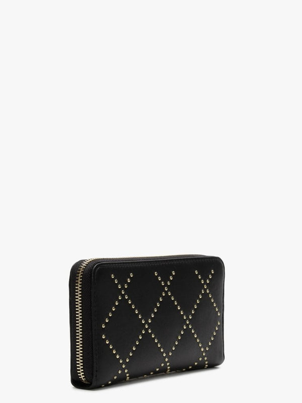 Mandolino Black Studded Zip Around Wallet