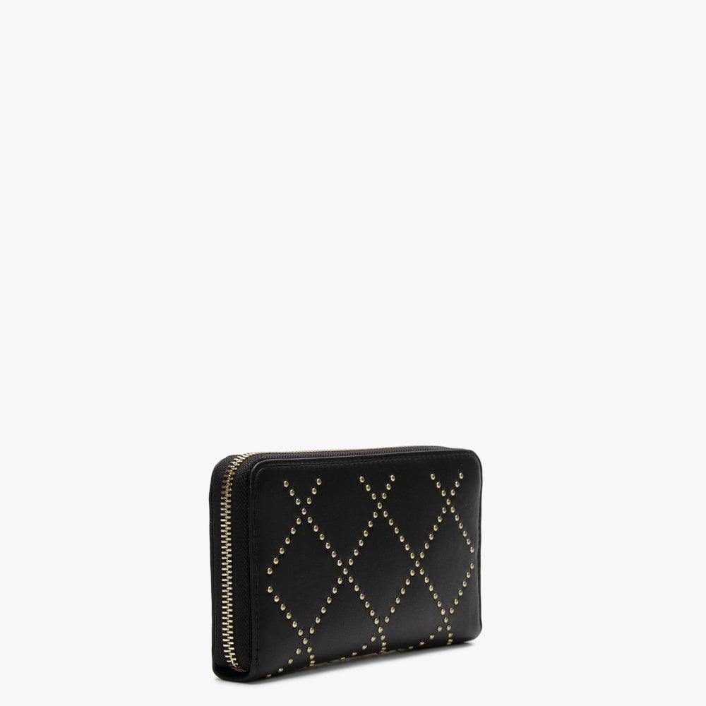 Mandolino Black Studded Zip Around Wallet