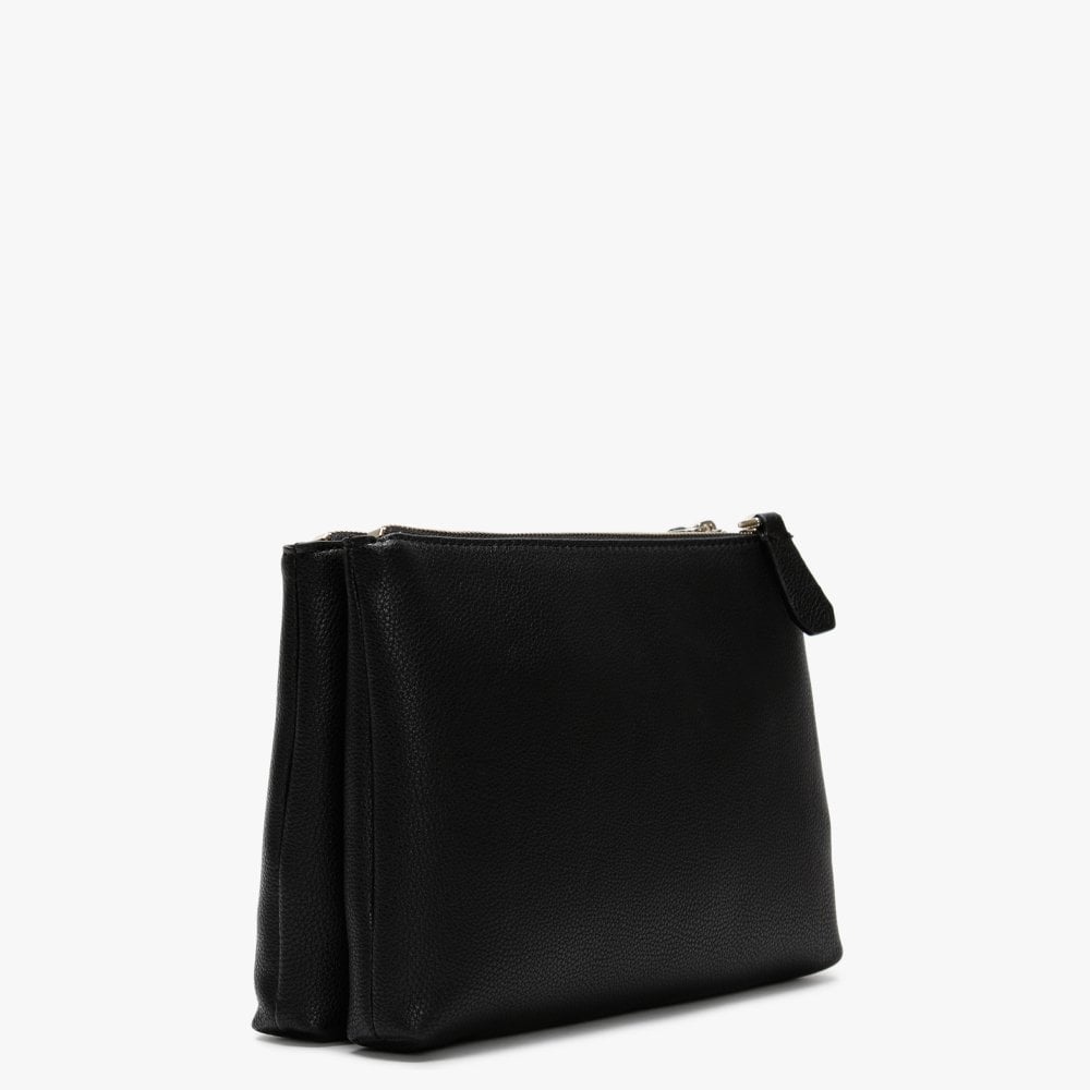 Michy Mini Double Zip Black Grainy Cross-Body Bag
