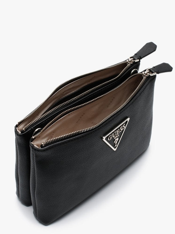 Michy Mini Double Zip Black Grainy Cross-Body Bag