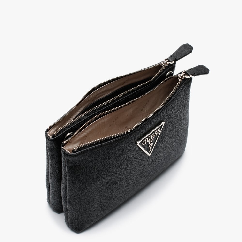 Michy Mini Double Zip Black Grainy Cross-Body Bag