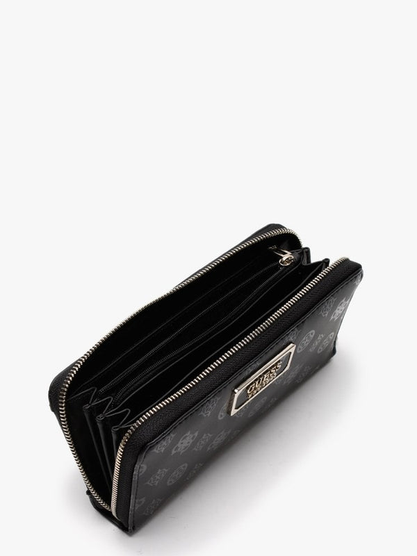 Kamryn Stamp Black Zip Around Wallet