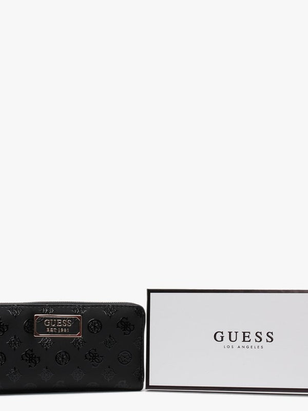 Kamryn Stamp Black Zip Around Wallet