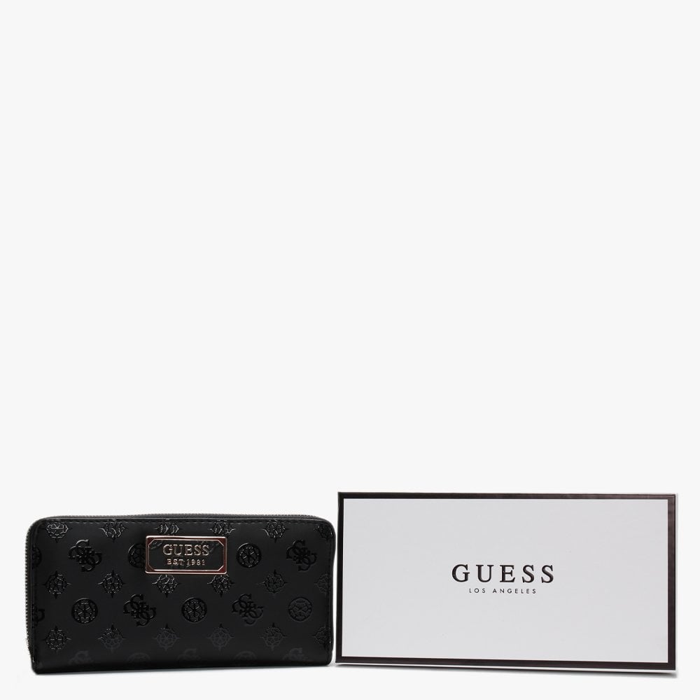 Kamryn Stamp Black Zip Around Wallet
