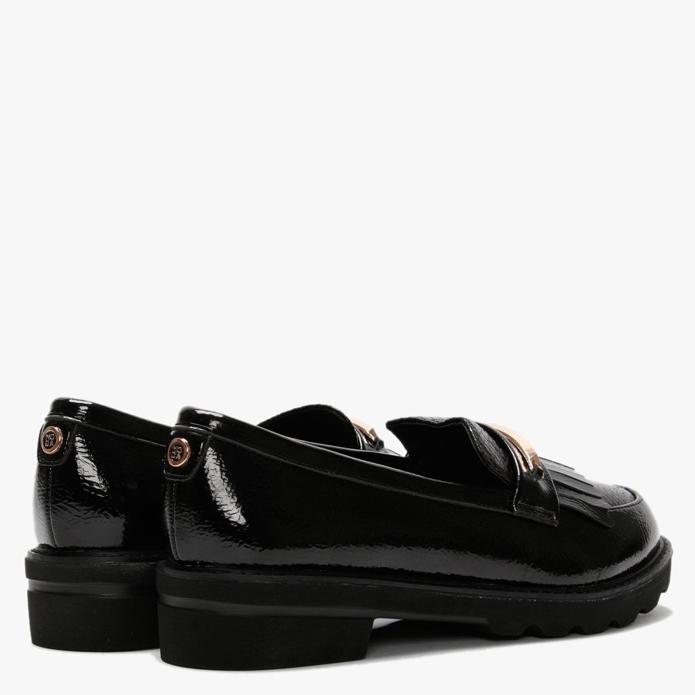 Edeena Black Patent Fringed Loafers