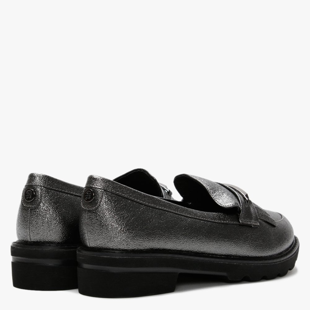 Edeena Pewter Fringed Loafers
