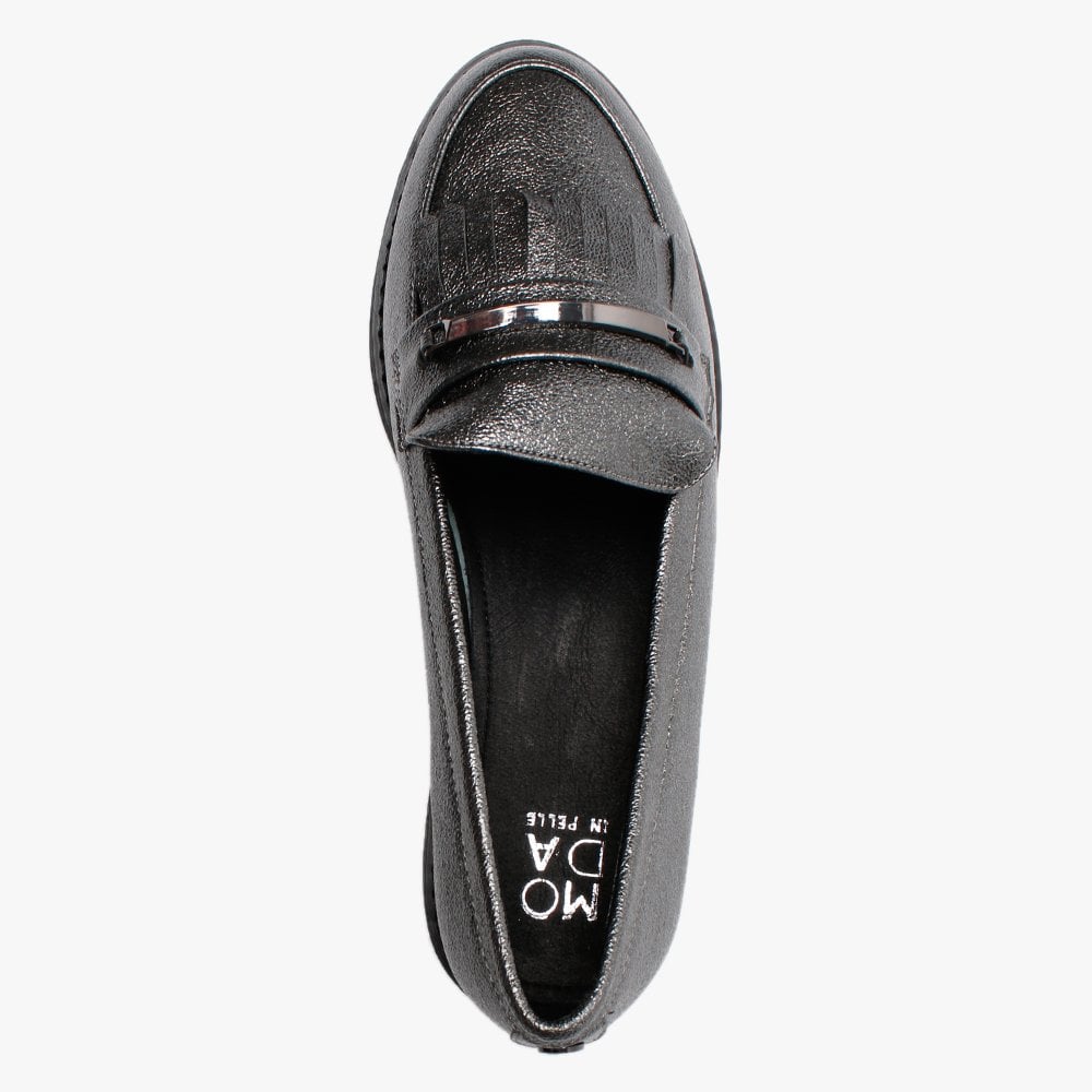 Edeena Pewter Fringed Loafers