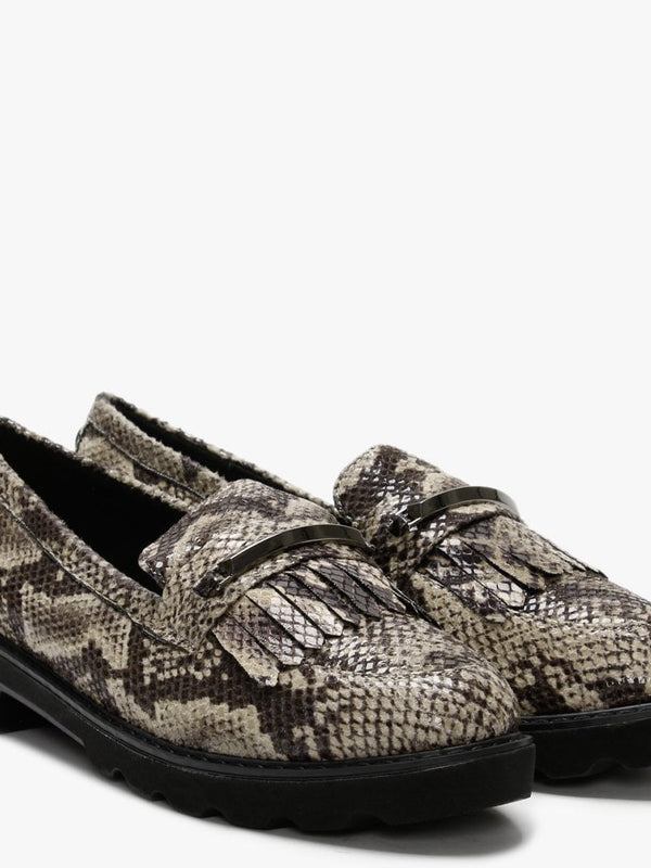 Edeena Reptile Fringed Loafers