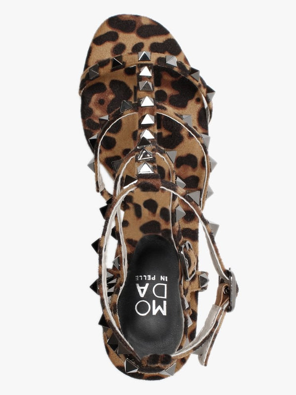 Mima Leopard Studded Block Heel Sandals