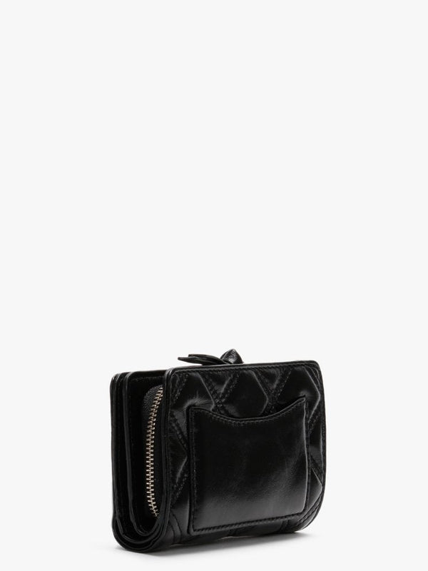 Softshot Quilted Black Leather Compact Wallet
