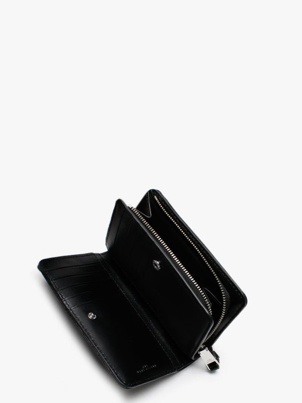 Softshot Quilted Black Leather Compact Wallet