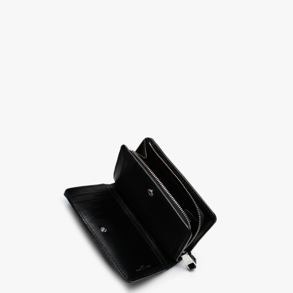Softshot Quilted Black Leather Compact Wallet