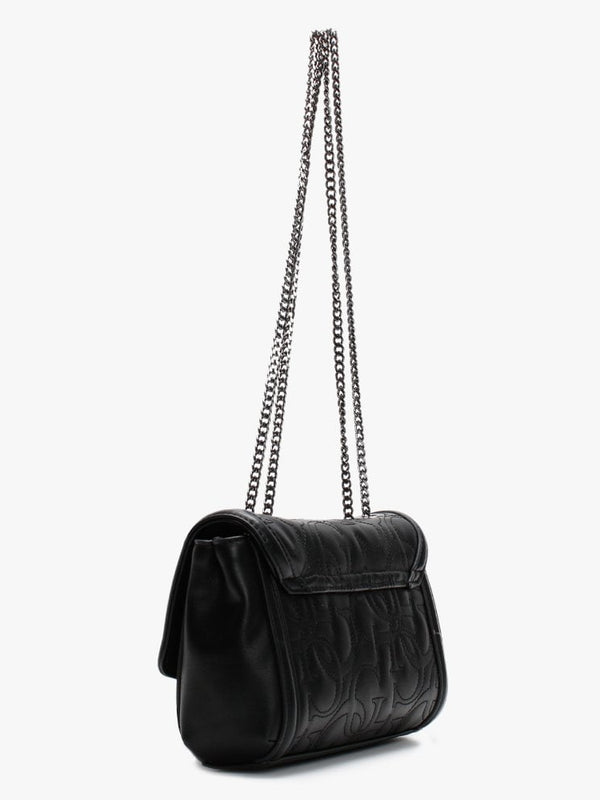 Mini New Wave Black Quilted Logo Cross-Body Bag
